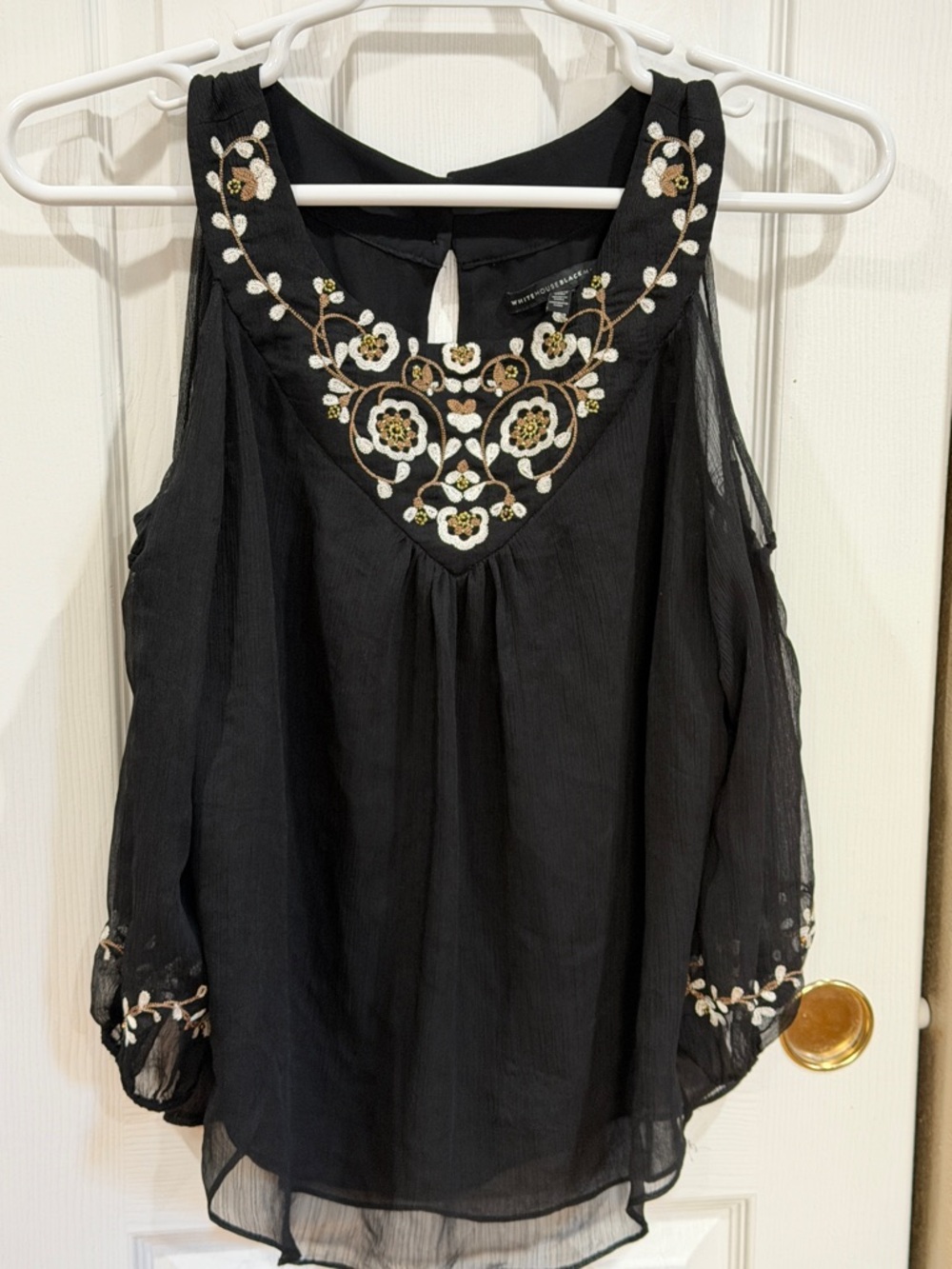 White House Black Market Embroidered Women's Top size medium